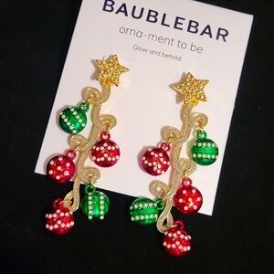 BaubleBar Ornament To Be Red & Green Star Crystal Dangle Christmas Earrings